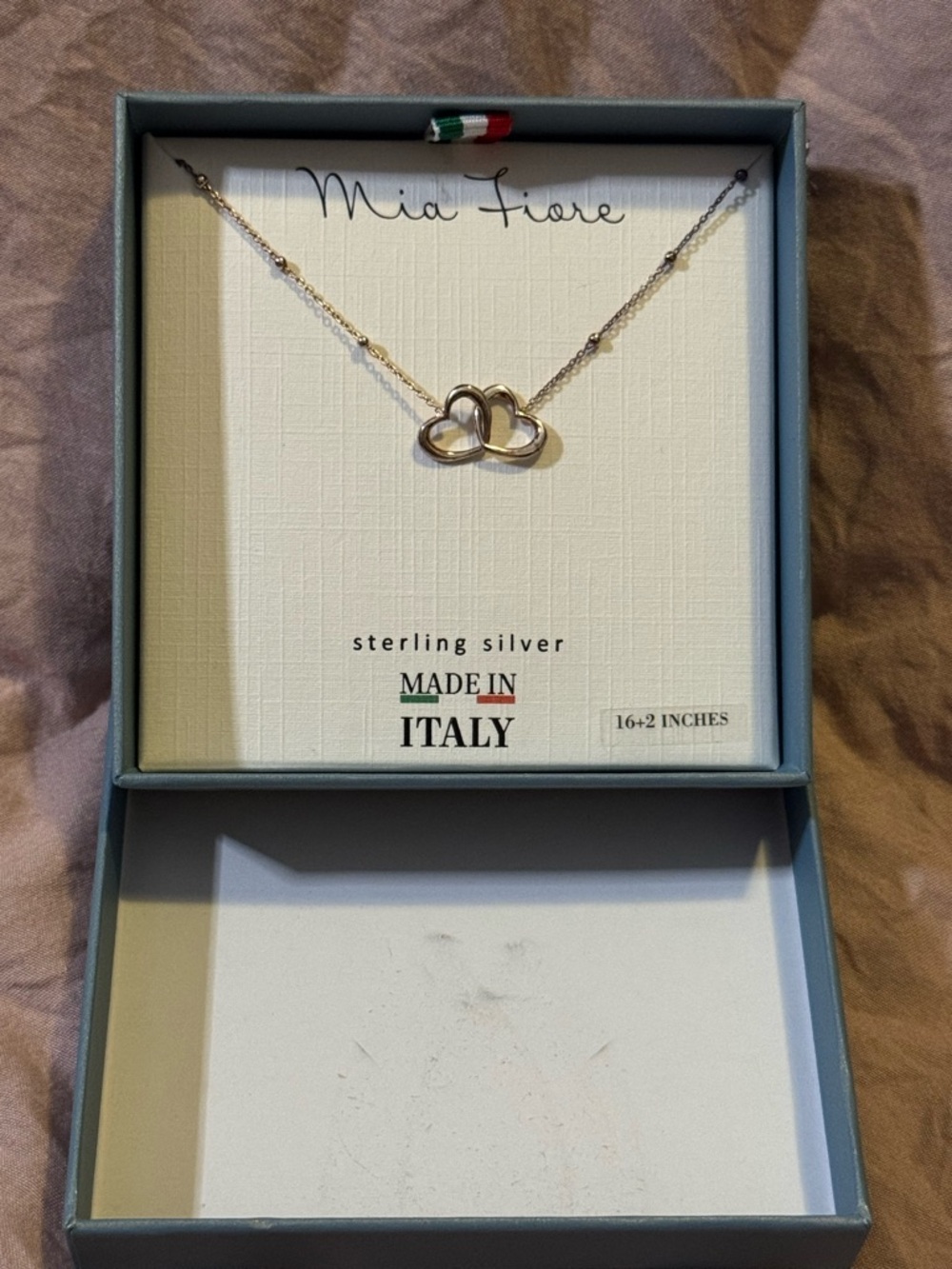 Mia fiore Sterling Silver Double Heart Necklace - Silver